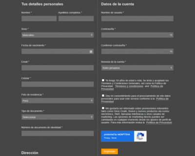 formulario de registro en el sitio web por correo electrónico, redes sociales o por teléfono